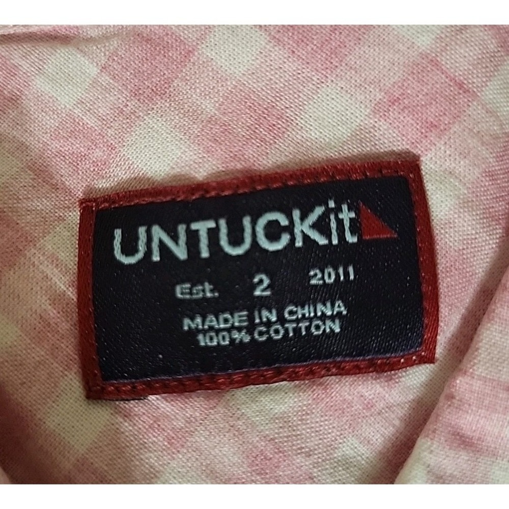 UNTUCKit Womens 2 NWT Cotton Check Pink Button-Up Shirt Lightweight Spring Girly - Picture 4 of 7